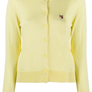 Maison Kitsuné embroidered logo round neck cardigan - Yellow