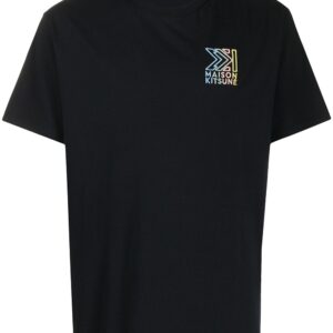 Maison Kitsuné logo print round neck T-shirt - Black