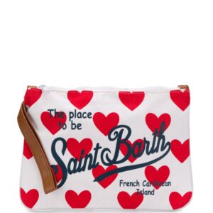 Mc2 Saint Barth logo-print heart-patterned clutch - White