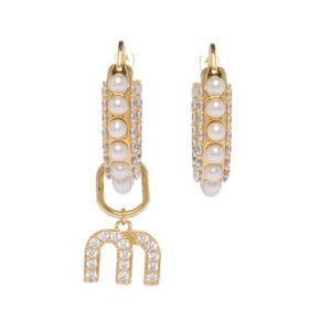 Miu Miu Miu Pearl hoop earrings - GOLD