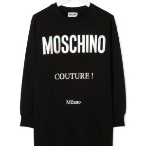 Moschino Kids logo-print sweatshirt dress - Black