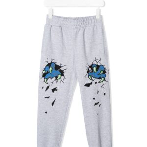 Moschino Kids monster claw embroidered track pants - Grey