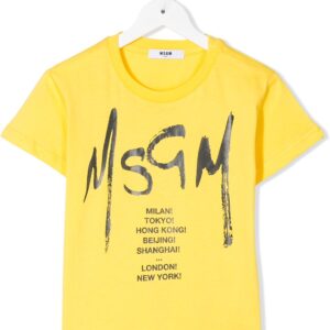 Msgm Kids logo-print cotton T-shirt - Yellow