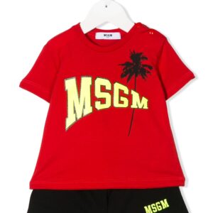 Msgm Kids logo print tracksuit - Red