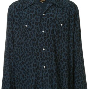 Needles pointed collar leopard print shirt - Blue