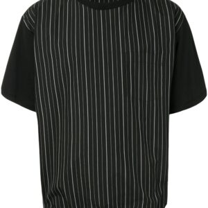 Neil Barrett elasticated-hem striped T-shirt - Black