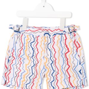 ORLEBAR BROWN KIDS zig-zag stripes shorts - White