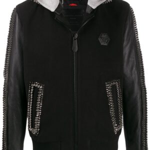 Philipp Plein studded hooded jacket - Black