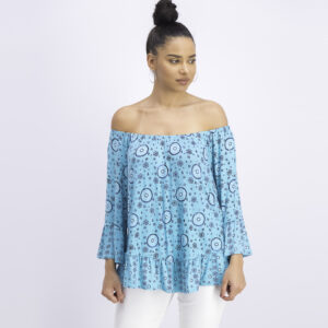 Printed Off-The-Shoulder Top Carnival Water