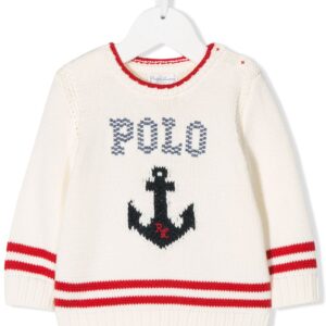 Ralph Lauren Kids knitted anchor motif jumper - NEUTRALS