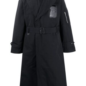 Random Identities fitted belted trench coat - Black