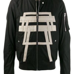 Rick Owens DRKSHDW stripe embroidered bomber jacket - Black