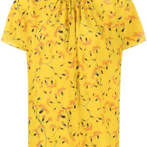 Rochas floral-print short-sleeve blouse - Yellow