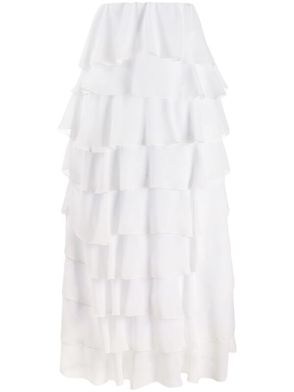 SO ALLURE tiered maxi skirt - White