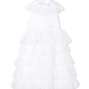 SONIA RYKIEL ENFANT polka-dot tiered tulle dress - White