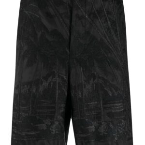 Sacai belted embroidered bermuda shorts - Black