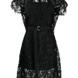 Sacai lace detail midi dress - Black