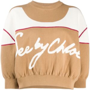 See by Chloé double-faced knit cropped jumper - Brown