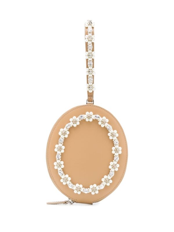 Simone Rocha bead-embellished oval clutch - NEUTRALS