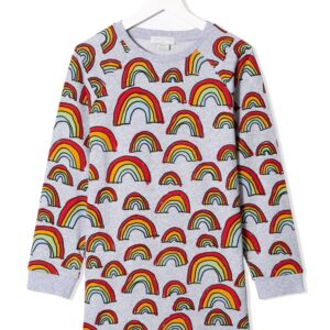 Stella McCartney Kids scribble rainbow-print fleece dress - Grey