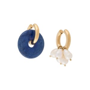 Timeless Pearly asymmetric hoop earrings - GOLD
