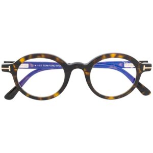 Tom Ford Eyewear round tortoiseshell-effect glasses - Brown