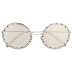 Valentino Eyewear Valentino Garavani round crystal-embellished sunglasses - SILVER