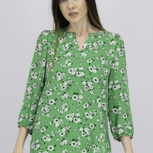 Womens 3/4 Sleeve Floral Top Green