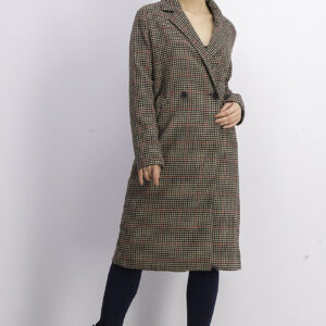 Womens Allover Print Trench Coat Tan Combo