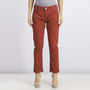 Womens Belt Loops Plain Jeans Red