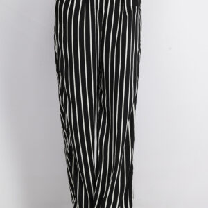 Womens Belted Stripe Wide Pants Black/White