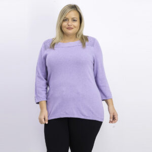 Womens Boat-Neck Cotton Sweater Soft Lilac