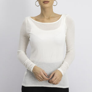 Womens Boat Neck Top Ivory