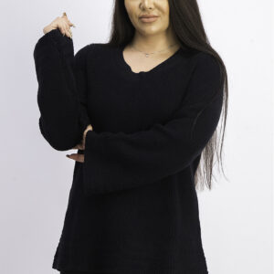 Womens Boxy Knit Pullover Sweaters Deep Black