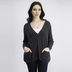 Womens Button Fly Cardigan Charcoal