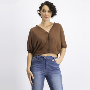 Womens Buttoned Top Brown