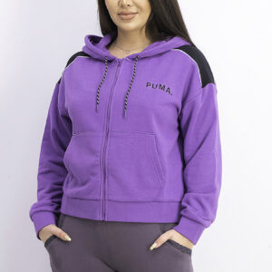 Womens Chase Cropped Full Zip Hoodie Royal Lilac