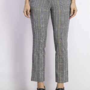 Womens Checkered Print Pants Grey Combo