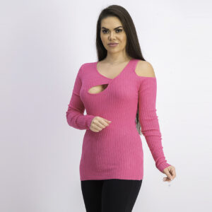 Womens Cold Shoulder Sweater Pink
