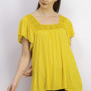 Womens Crochet Square Neckline Top Dark Yellow