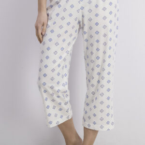 Womens Diamond Tile Printed Pajama Pants White Combo