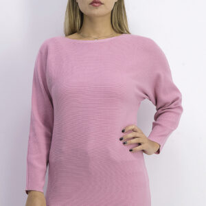 Womens Dolman-Sleeve Ribbed-Knit Sweater Pink Rain