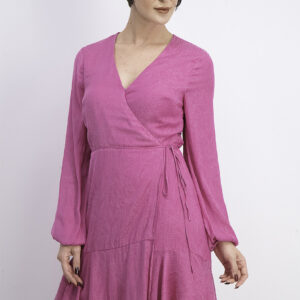 Womens Eco Hanna Paisley Jacquard Wrap Dress Electric Fuschia