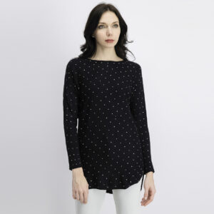 Womens Embellished Shirttail Sweater Black