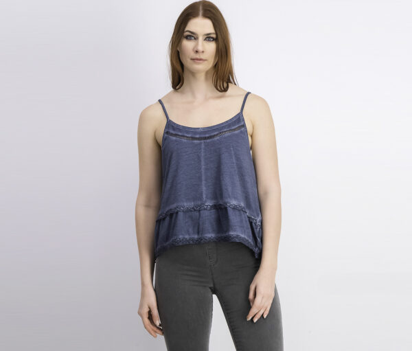 Womens Embroidered Top Navy