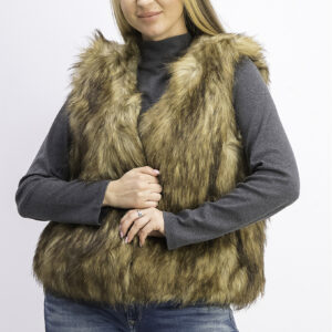 Womens Faux-Fur Vest Brown