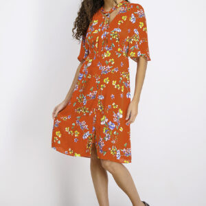 Womens Floral Dress Red Combo