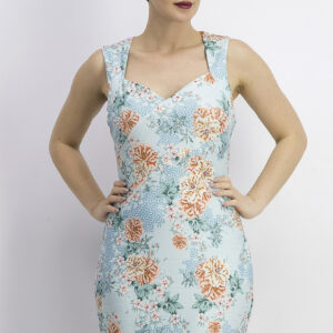 Womens Floral-Print Bodycon Dress Turquoise
