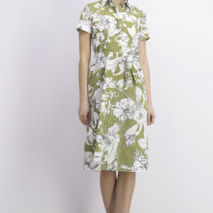 Womens Floral Print Dress Green/White