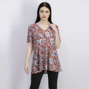 Womens Floral Print Kino Top Red Combo